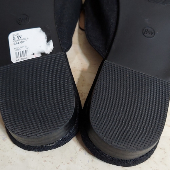 C. Comfort Flat Pointed Toe Mules Slip-Ons Linen Look Black size 6 Wide - Picture 8 of 11